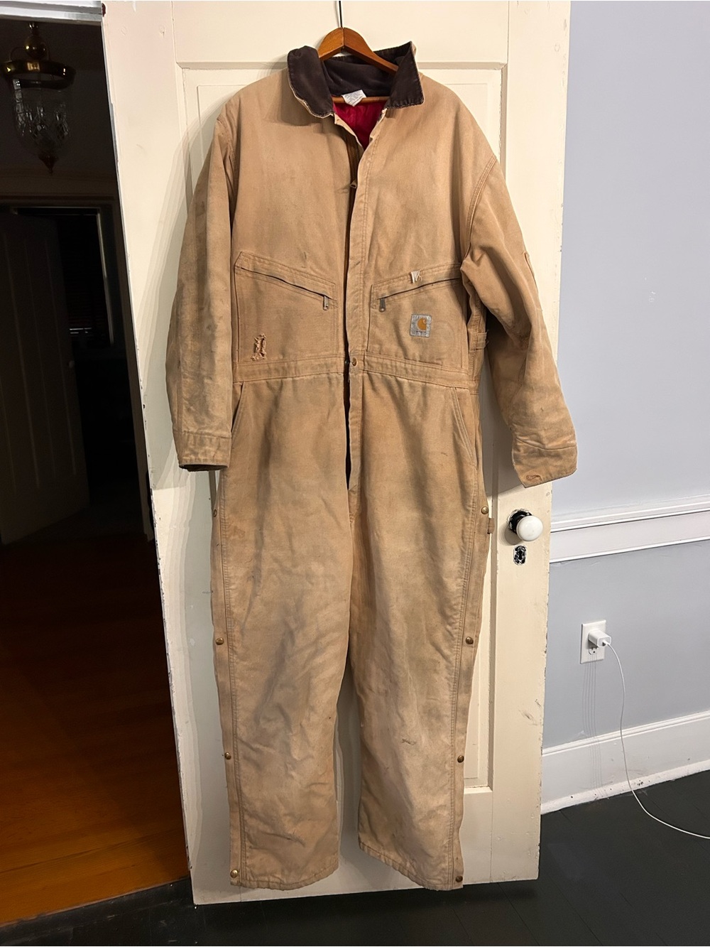 Vintage 1987 Carhartt 996QZ Coveralls 48R USA Made Union Duck Quilt Lined Brown